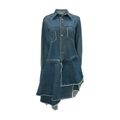 Shop Jw Anderson Layered Asymmetric Shirt Dress In Blue