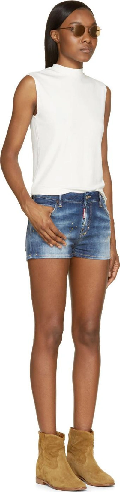 Shop Dsquared2 Blue Distressed Denim Cool Girl Shorts