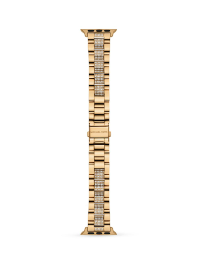 Shop Michael Kors Women's Glitz Goldtone & Crystal Curb Chain Apple Watch Bracelet In Neutral