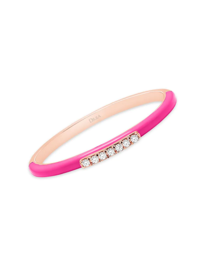Shop Djula Women's Marbella 14k Pink Gold, Pink Enamel & Diamond Ring