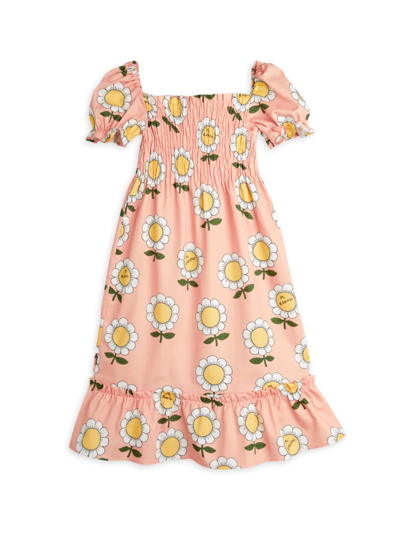 Shop Mini Rodini Little Girl's & Girl's Mr. Flower Woven Dress In Apricot