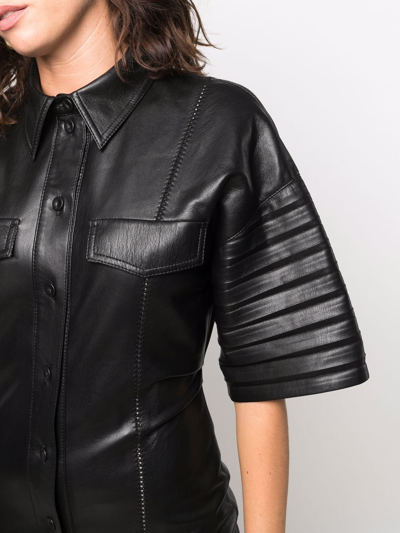 Nanushka Taissa Pleated-sleeve Vegan Leather Midi Dress In Black