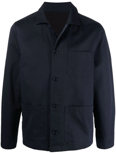Shop Filippa K Louis Long-sleeve Shirt Jacket In Blue