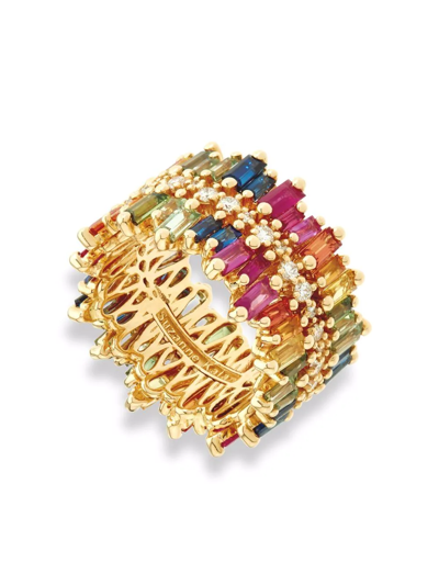 Shop Suzanne Kalan 18kt Yellow Gold Sapphire Triple Row Eternity Band