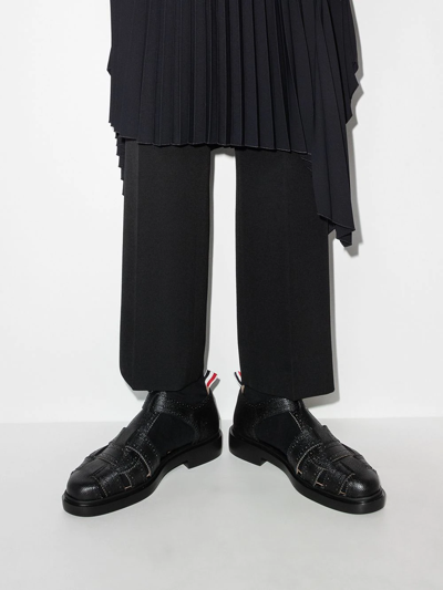 Shop Thom Browne Brogued Fisherman Sandals In Schwarz