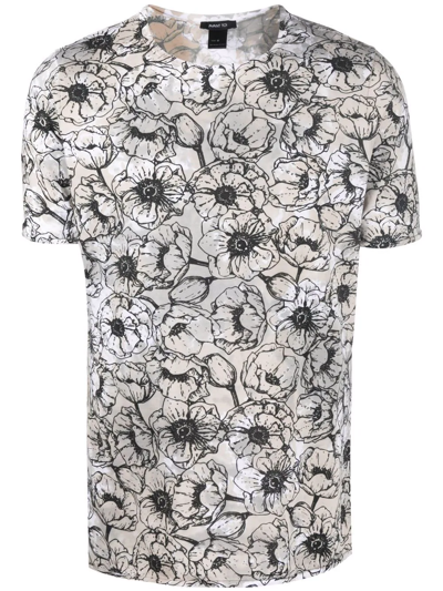 Shop Avant Toi Floral-print Cotton T-shirt In Nude
