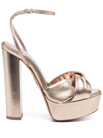 Shop Aquazzura Olie 140mm Platform Sandals In Gold
