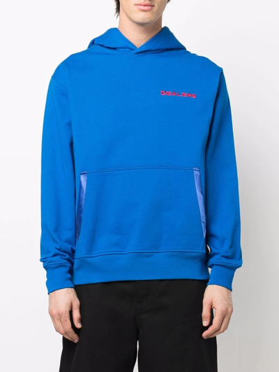 Shop Just Don Logo-embroidered Cotton Hoodie In Blau