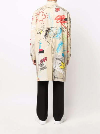 Dsquared2 Graphic-print Single-breasted Coat In Nude