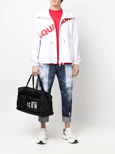 Shop Dsquared2 Logo-print Cargo-pocket Hoodie In Weiss