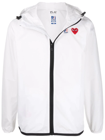 Shop Comme Des Garçons Play X K-way Zip-up Hooded Jacket In Weiss