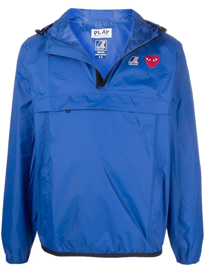 Shop Comme Des Garçons Play X K-way Pullover Hooded Jacket In Blau
