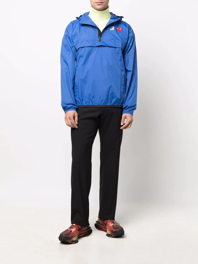 Comme Des Garçons Play X K-way Nylon Water-resistant Half-zip Jacket In Blau