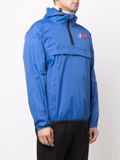 Comme Des Garçons Play X K-way Nylon Water-resistant Half-zip Jacket In Blau