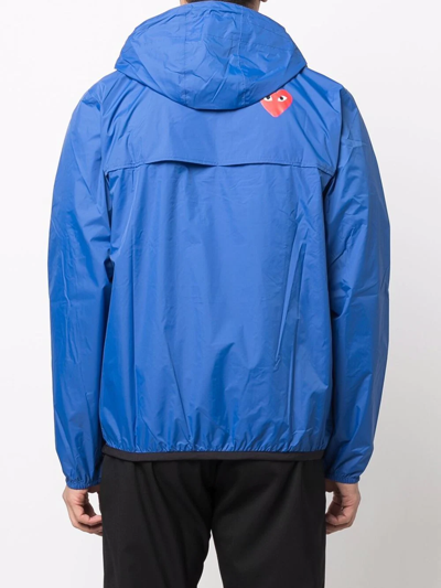 Shop Comme Des Garçons Play X K-way Pullover Hooded Jacket In Blau