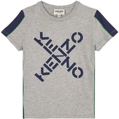 Shop Kenzo Kids Grey Cross Logo Short Sleeved T-shirt