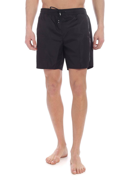 Shop Moncler Mare Logo Swim Shorts In Black