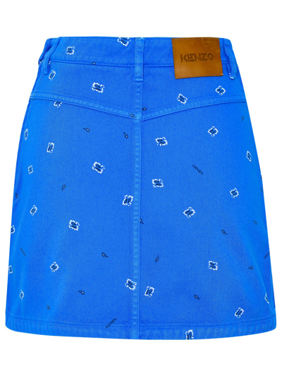 Shop Kenzo Blue Cotton Mini Skirt