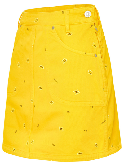 Shop Kenzo Yellow Cotton Mini Skirt