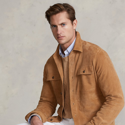 Ralph Lauren Suede Overshirt In Berkshire Tan | ModeSens