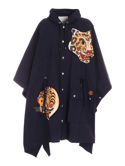 Shop Kenzo X Kansaiyamamoto Long Cape In Navy