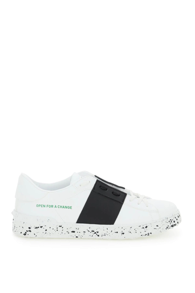 Shop Valentino 'open For A Change' Bio-based Sneakers In White,black