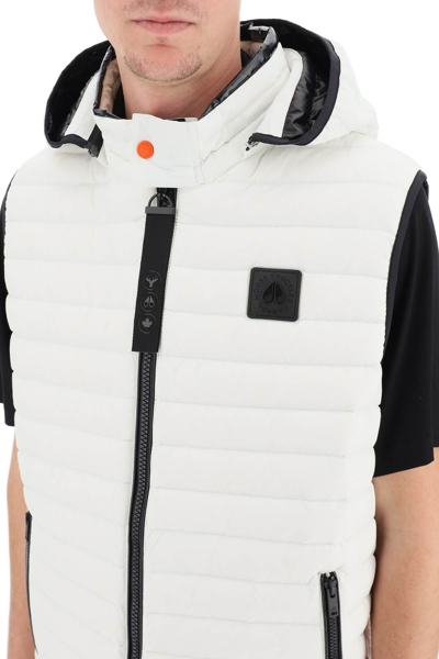 Shop Moose Knuckles Riggin Hooded Vest In White,black
