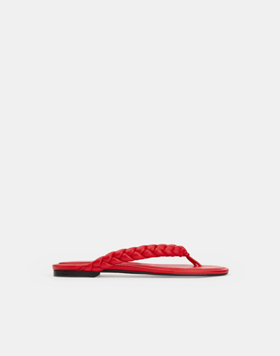 Shop Lafayette 148 Nappa Leather Handbraided Sandalflame In Red