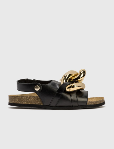 Shop Jw Anderson Chain Flat Sandal In Black