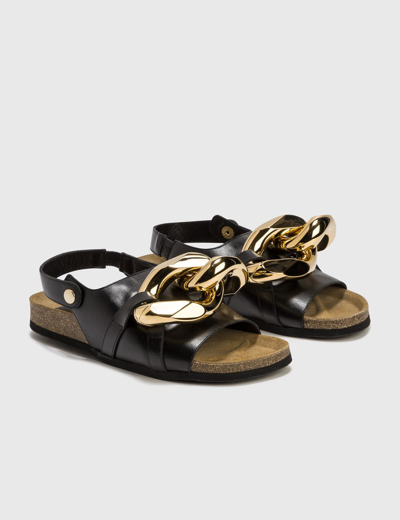 Shop Jw Anderson Chain Flat Sandal In Black