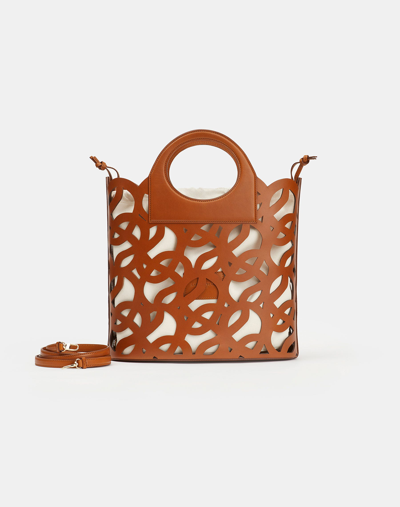 Lafayette 148 Vachetta Leather 8 Knot Basket Bagâlarge In Copper