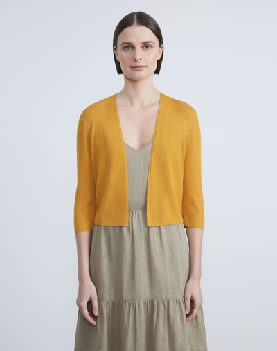 Shop Lafayette 148 Plus-size Finespun Voile Openfront Cropped Cardigan In Honeycomb