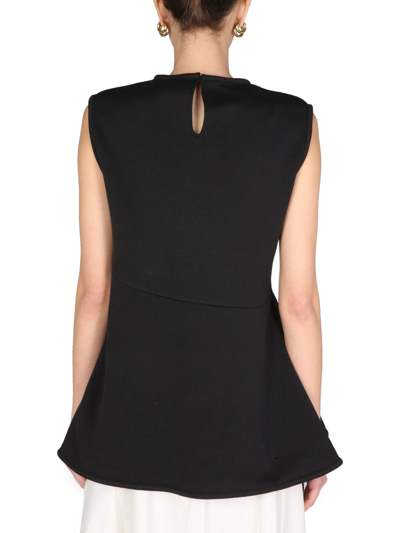 Shop Jil Sander Round Neck Top In Black