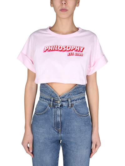 Shop Philosophy Di Lorenzo Serafini T-shirt With Rubber Logo In Pink