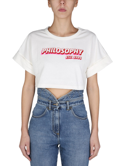 Shop Philosophy Di Lorenzo Serafini T-shirt With Rubber Logo In White