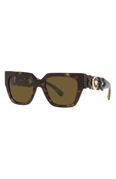 Shop Versace 53mm Square Sunglasses In Havana/ Dark Brown