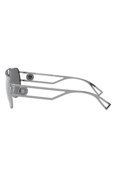 Shop Versace 60mm Aviator Sunglasses In Gunmetal/ Grey Mirrored Silver