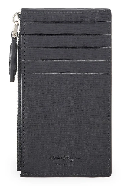 Ferragamo Revival Double Gancio Bicolor Zip Card Case In Nero Red