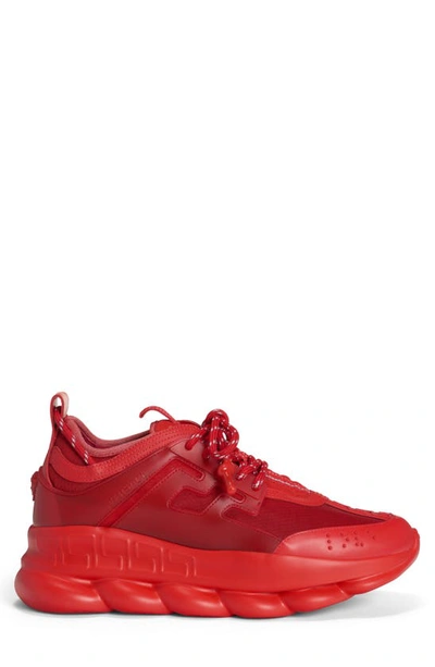 Versace Men's Chain Reaction Greek Key Nylon Sneakers In Red | ModeSens