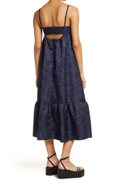 Topshop Floral Jacquard Sundress In Navy