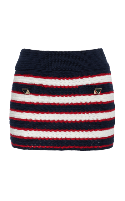 Shop Valentino Cotton Mini Skirt In Stripe