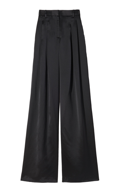 Shop Nili Lotan Women's Dillon Virgin-wool Wide-leg Pants In Black,white