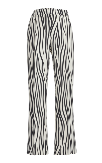 Shop Valentino Women's Zebra-printed Wool-blend Pants In Black,white