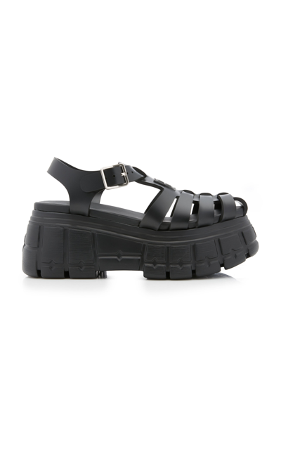 Shop Miu Miu Caged Platform Sandals In Black