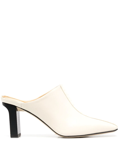 Shop Aeyde Heeled Leather Mules In Neutrals