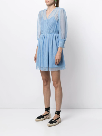 Shop Twinset Polka-dot Wrap Dress In Blue