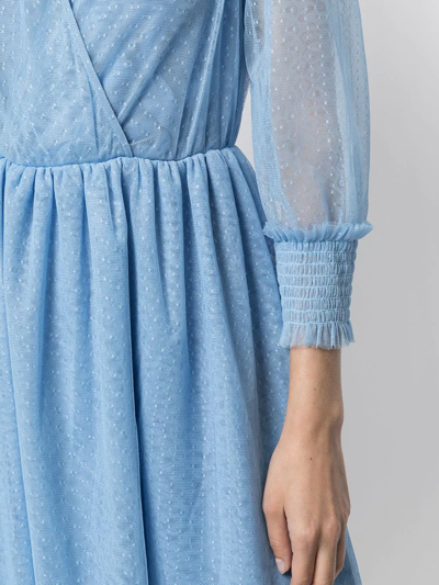 Shop Twinset Polka-dot Wrap Dress In Blue