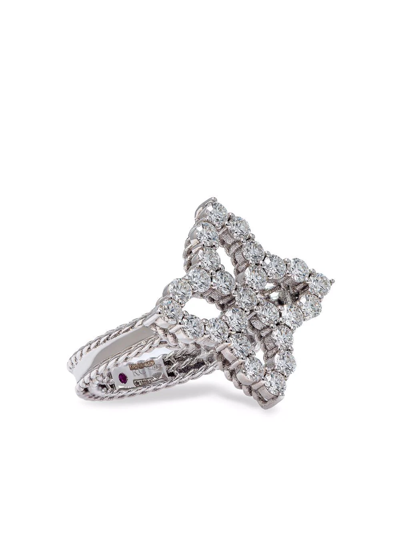 Shop Roberto Coin 18kt White Gold Diamond Princess Diamond Ring In Silver