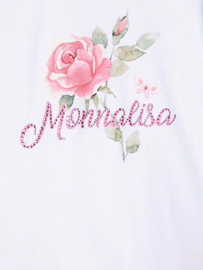 Shop Monnalisa Logo-embellished Tulle T-shirt Dress In White