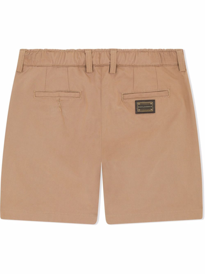 Shop Dolce & Gabbana Drawstring Gabardine Shorts In Neutrals